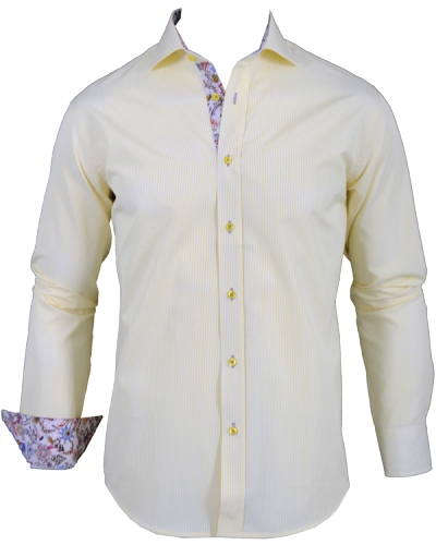 Oscar Slim Fit Skjorta Stripe Paisley Gul