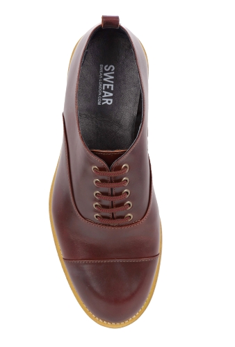 Oxblood Leather Contrast Sole Chaplin Shoes by Swear