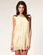 Paprika Embellished Pleated Dress