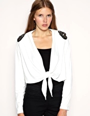 Paprika Jacket Embellished Shoulder Drape