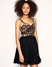 Paprika Leopard Top Spot Chiffon Dress