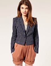 People Tree Stripe Cropped Blazer