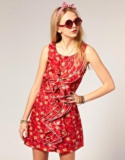 Pepe Jeans Silk Mix Flower Frill Front Dress