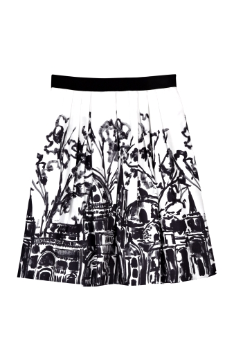 Perfect Pleated Date Silk Skirt by Milly