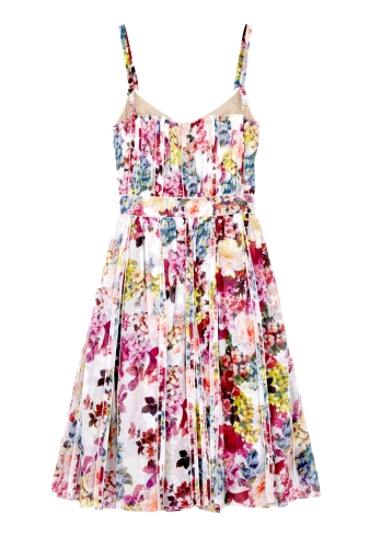 Pleated Mimosa Print Boned Dress by D&G Dolce & Gabbana
