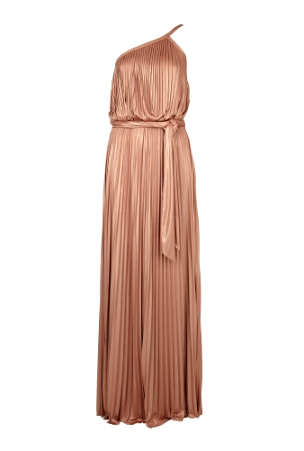 Pleated One Shoulder Goddess Dress by Halston Heritage