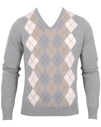 Pringle Ktw-Vn Ls-Cotton Argyle Pullover Grey