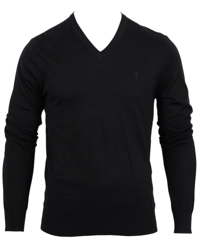 Pringle Ktw-Vn Ls-Cotton Solid Pullover Black