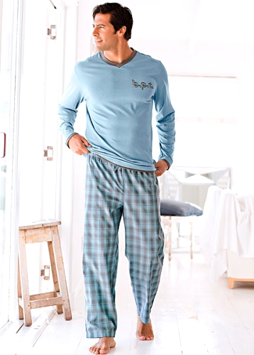 Pyjamas med vävd byxa