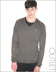 Raf Simons For Fred Perry Metallic V Neck Knit Sweater