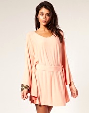 Rare Cape Tie Waist Dress