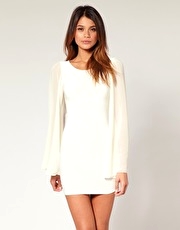 Rare Chiffon Fluted Sleeve Mini Shift Dress