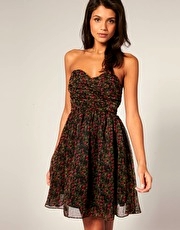 Rare Ditsy Floral Chiffon Bandeau Babydoll Dress
