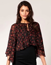 Rare Ditsy Floral Print Capelet