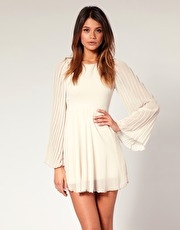 Rare Dress With Pleated Flute Sleeves