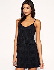 Rare Dress With Pleated Layers and Slim Straps