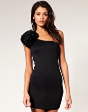Rare Large Corsage One Shoulder Dress