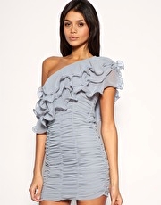 Rare Opulence Dress With One Shoulder Ruffle