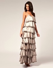 Rare Opulence Metallic Tiered Maxi Dress