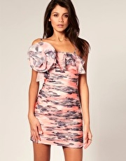 Rare Opulence Printed Frill Ruched Dress