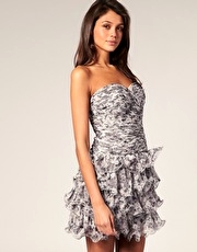 Rare Opulence Printed Ruched Tiered Dress