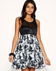 Rare Opulence Tie Dye Chiffon Print Wiggle Hem Dress