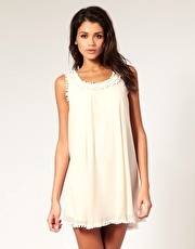 Rare Pom Pom Trim Swing Dress