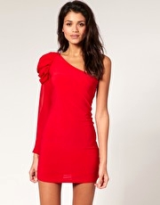 Rare Puff Shoulder One Sleeve Dress