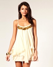 Rare Sequin Collar Trim Cami Dress