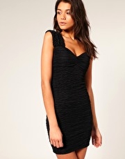 Rare Wide Strap Textured Jersey Dress