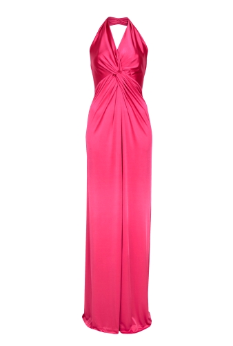 Raspberry Twisted Centre Maxi Dress by Halston Heritage