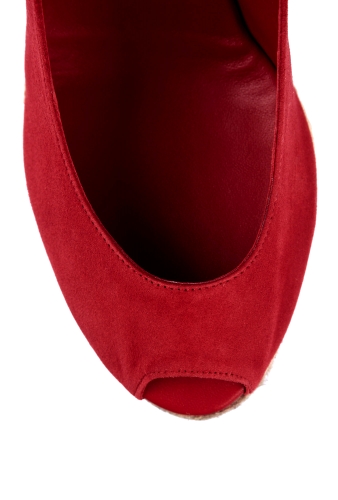 Red Bel Suede Peeptoe Mid Espadrille Wedge by Castaner