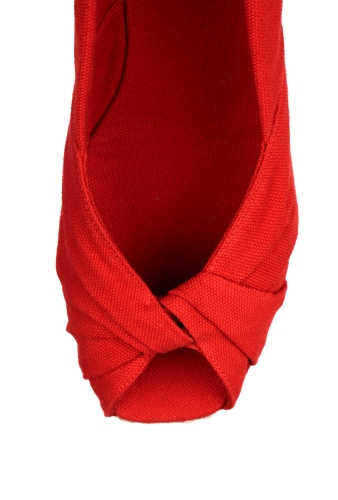Red Dayana Knot Mid Covered Espadrille Wedge by Castaner