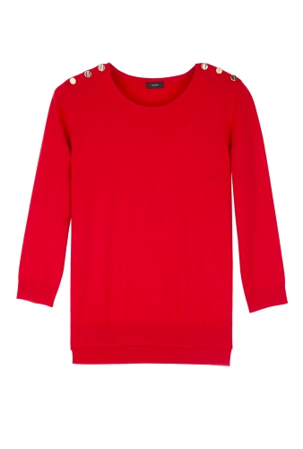 Red Gold Button Shoulder Sweater by Joseph
