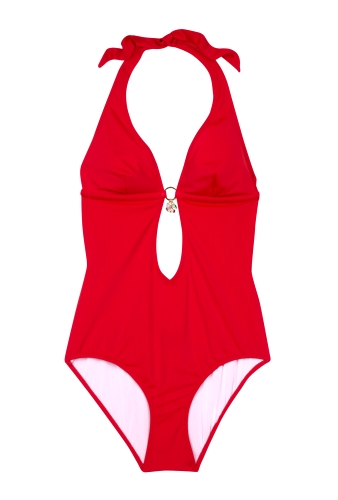Red Keyhole Charm Swimsuit by D&G Dolce & Gabbana
