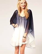Reverse Dip Dye Cape Dress