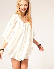 Reverse Lace Cape Dress