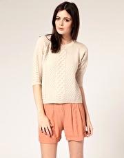 River Island Aran Button Back Jumper
