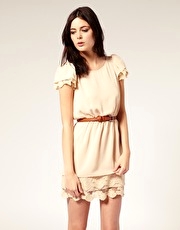 River Island Cap Sleeve Lace Embroidered Shift Dress