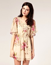 River Island Lace Trim Floral Kimono