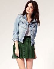 River Island Pleat Front Denim Western Jacket