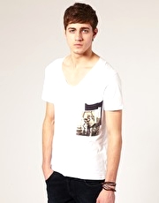 River Island Skeleton Pocket V-Neck T-shirt