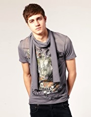 River Island Skull Print Scarf Neck T-Shirt
