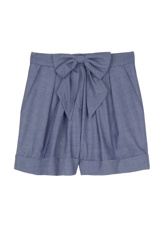 Roman Blue Denim Bow Shorts by Paul & Joe Sister