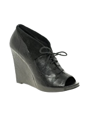 Sam Edelman Wakefield Lace Front Peep Toe Wedge Shoe Boot