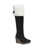 Scholl Metis Fleece Trim Long Wedge Boots
