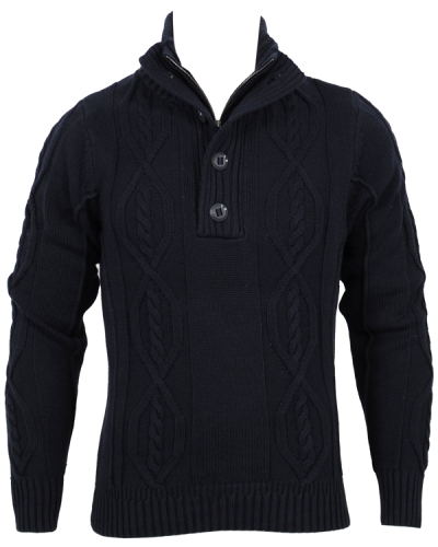 Sebago Crabtree Cable Highneck Sweatshirt Navy