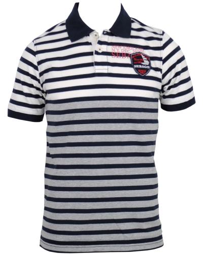Sebago Striped Jersey Polo Navy/White/Grey