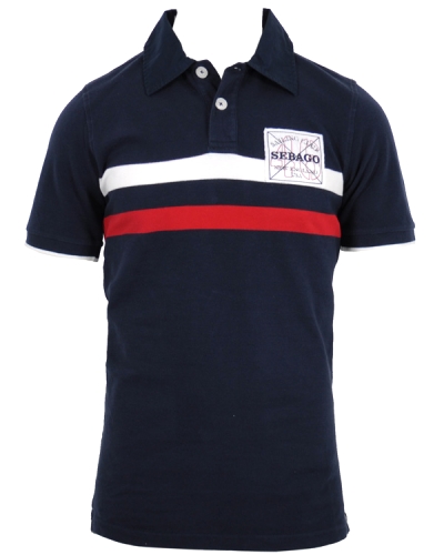 Sebago Two Stripe Pique Navy