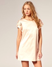 Selected Femme Satin Petal Sleeve Dress